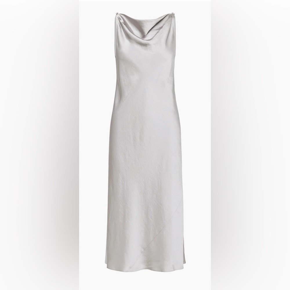 Aritzia Silver Satin Slip Midi Dress